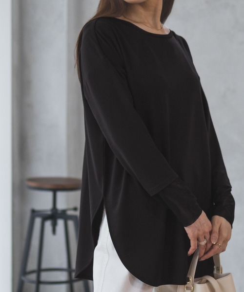 HusHusH（ハッシュアッシュ）の「HusHusH 袖チュールロンT 長袖 レイヤード（Tシャツ/カットソー・レディース・オフホワイト/ブラック/ブルーグレー・M/L）」の3枚目の写真