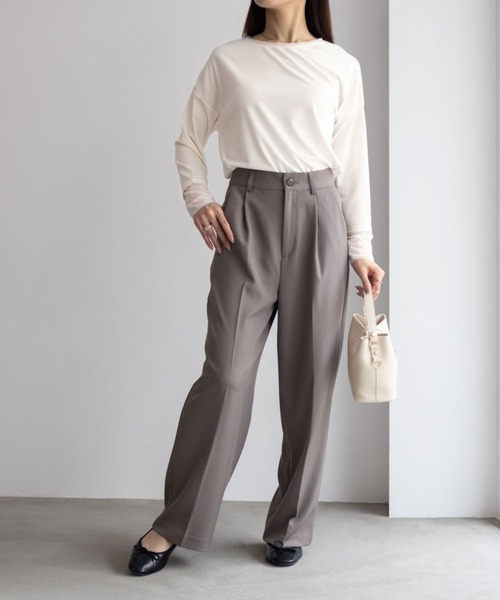 HusHusH（ハッシュアッシュ）の「HusHusH 袖チュールロンT 長袖 レイヤード（Tシャツ/カットソー・レディース・オフホワイト/ブラック/ブルーグレー・M/L）」の4枚目の写真