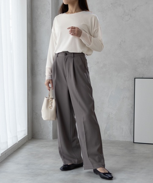 HusHusH（ハッシュアッシュ）の「HusHusH 袖チュールロンT 長袖 レイヤード（Tシャツ/カットソー・レディース・オフホワイト/ブラック/ブルーグレー・M/L）」の5枚目の写真