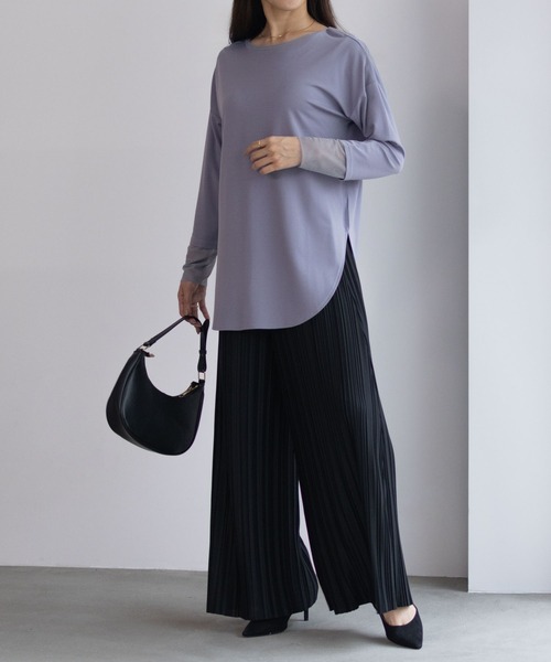 HusHusH（ハッシュアッシュ）の「HusHusH 袖チュールロンT 長袖 レイヤード（Tシャツ/カットソー・レディース・オフホワイト/ブラック/ブルーグレー・M/L）」の10枚目の写真