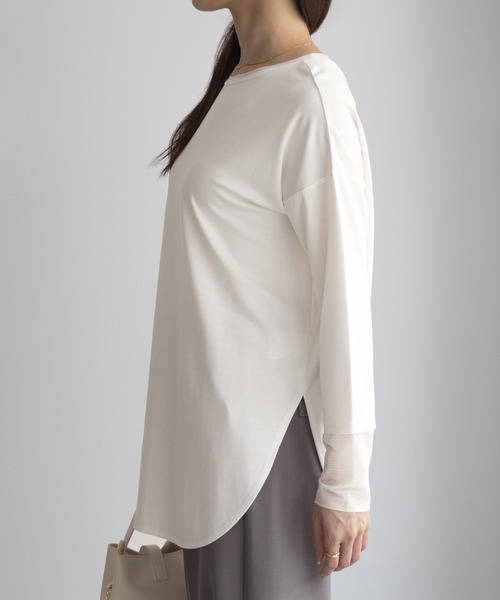 HusHusH（ハッシュアッシュ）の「HusHusH 袖チュールロンT 長袖 レイヤード（Tシャツ/カットソー・レディース・オフホワイト/ブラック/ブルーグレー・M/L）」の17枚目の写真