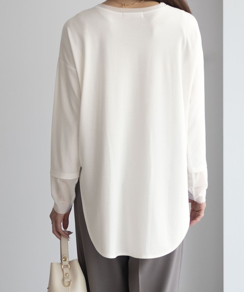 HusHusH（ハッシュアッシュ）の「HusHusH 袖チュールロンT 長袖 レイヤード（Tシャツ/カットソー・レディース・オフホワイト/ブラック/ブルーグレー・M/L）」の18枚目の写真