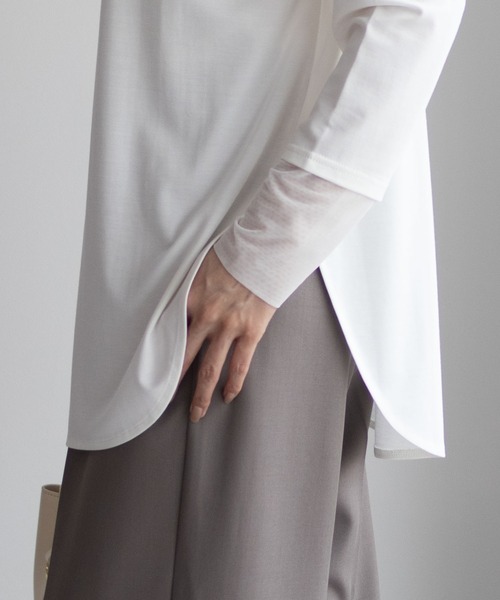 HusHusH（ハッシュアッシュ）の「HusHusH 袖チュールロンT 長袖 レイヤード（Tシャツ/カットソー・レディース・オフホワイト/ブラック/ブルーグレー・M/L）」の19枚目の写真