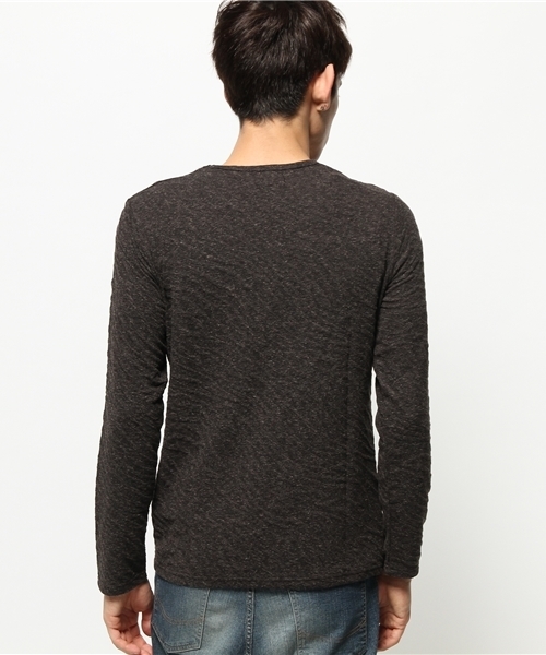 VENCEEXCHANGE（ヴァンスエクスチェンジ）の「バイアスジャガードVロンT（Tシャツ/カットソー・メンズ・グレー/チャコールグレー・MEDIUM/LARGE）」の4枚目の写真