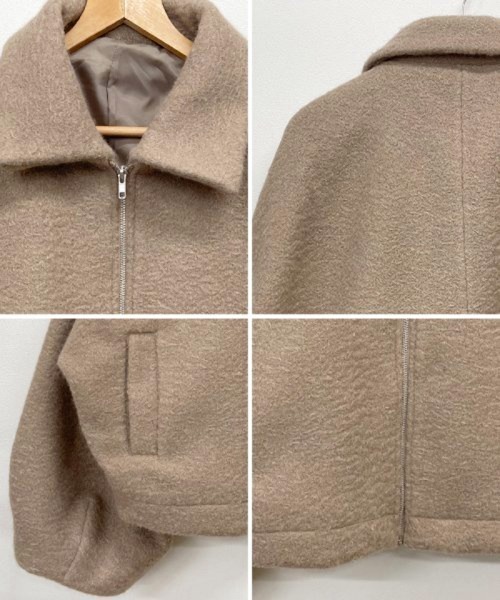 Futier land（フューティアランド）の「シープ調ボアショートジャケット（ブルゾン・レディース・ブラック/グレイッシュベージュ/チャコールグレー・MEDIUM）」の5枚目の写真