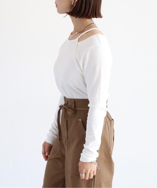 cepo（セポ）の「アメスリレイヤードロングスリーブTee（Tシャツ/カットソー・レディース・ホワイト×ブラック/ブラウン/オフホワイト/ブラック・M）」の12枚目の写真