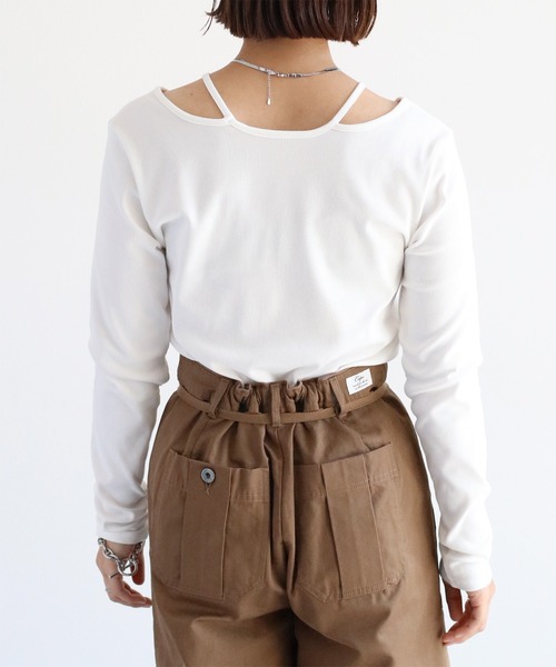 cepo（セポ）の「アメスリレイヤードロングスリーブTee（Tシャツ/カットソー・レディース・ホワイト×ブラック/ブラウン/オフホワイト/ブラック・M）」の13枚目の写真