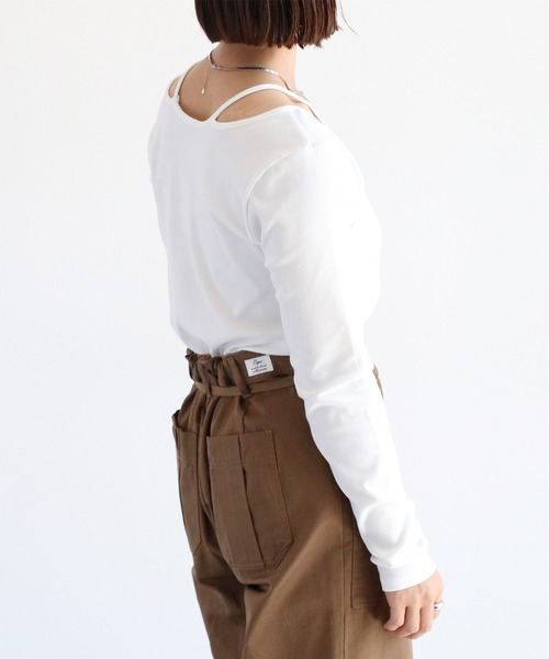 cepo（セポ）の「アメスリレイヤードロングスリーブTee（Tシャツ/カットソー・レディース・ホワイト×ブラック/ブラウン/オフホワイト/ブラック・M）」の14枚目の写真