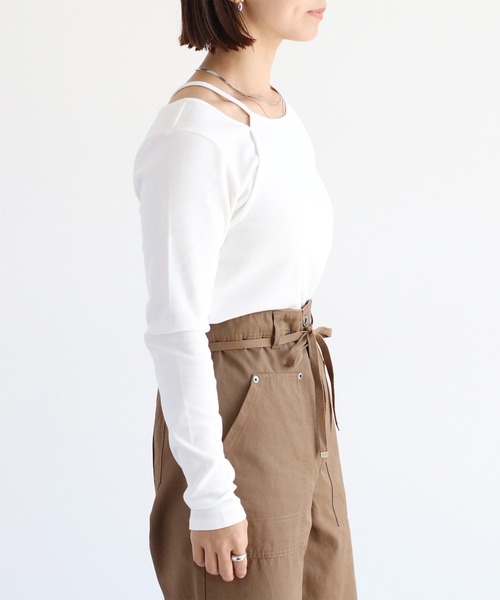 cepo（セポ）の「アメスリレイヤードロングスリーブTee（Tシャツ/カットソー・レディース・ホワイト×ブラック/ブラウン/オフホワイト/ブラック・M）」の15枚目の写真