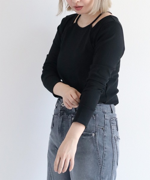 cepo（セポ）の「アメスリレイヤードロングスリーブTee（Tシャツ/カットソー・レディース・ホワイト×ブラック/ブラウン/オフホワイト/ブラック・M）」の7枚目の写真