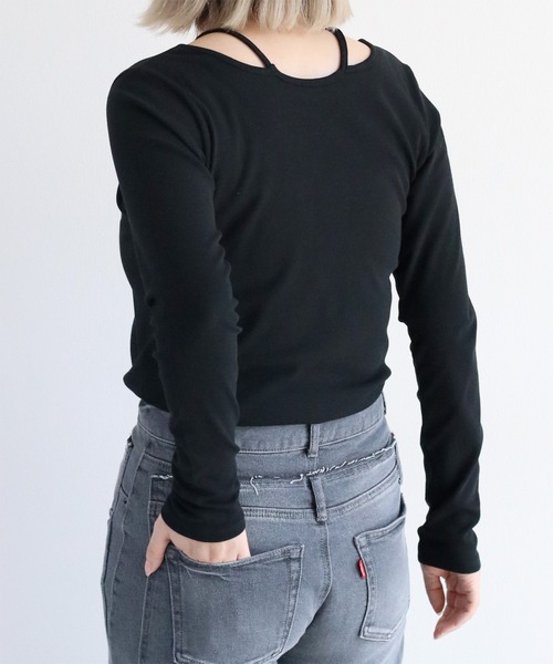 cepo（セポ）の「アメスリレイヤードロングスリーブTee（Tシャツ/カットソー・レディース・ホワイト×ブラック/ブラウン/オフホワイト/ブラック・M）」の8枚目の写真