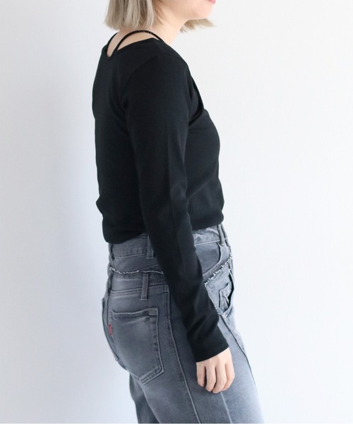 cepo（セポ）の「アメスリレイヤードロングスリーブTee（Tシャツ/カットソー・レディース・ホワイト×ブラック/ブラウン/オフホワイト/ブラック・M）」の10枚目の写真