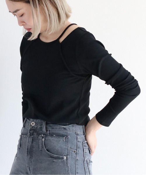 cepo（セポ）の「アメスリレイヤードロングスリーブTee（Tシャツ/カットソー・レディース・ホワイト×ブラック/ブラウン/オフホワイト/ブラック・M）」の6枚目の写真