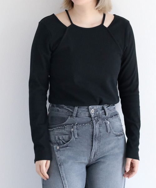 cepo（セポ）の「アメスリレイヤードロングスリーブTee（Tシャツ/カットソー・レディース・ホワイト×ブラック/ブラウン/オフホワイト/ブラック・M）」の5枚目の写真