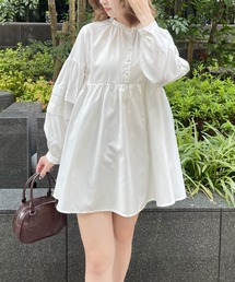 clear | ピーチ起毛袖タックチュニック/ブラウス [スタイルアップ ボリューム感]≪2024AW新作≫(チュニック)