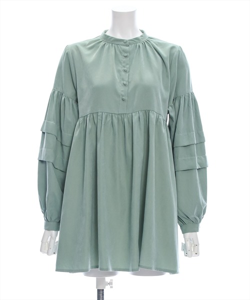 clear（クリア）の「ピーチ起毛袖タックチュニック/ブラウス [大人 カジュアル 着回し力抜群]≪再入荷≫（チュニック・レディース・チャコールグレー/オフホワイト/ミント・F）」の5枚目の写真