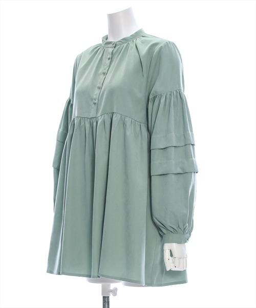 clear（クリア）の「ピーチ起毛袖タックチュニック/ブラウス [大人 カジュアル 着回し力抜群]≪再入荷≫（チュニック・レディース・チャコールグレー/オフホワイト/ミント・F）」の6枚目の写真