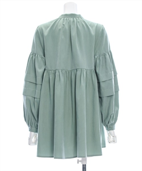 clear（クリア）の「ピーチ起毛袖タックチュニック/ブラウス [大人 カジュアル 着回し力抜群]≪再入荷≫（チュニック・レディース・チャコールグレー/オフホワイト/ミント・F）」の9枚目の写真