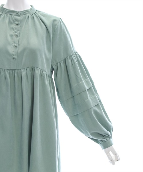 clear（クリア）の「ピーチ起毛袖タックチュニック/ブラウス [大人 カジュアル 着回し力抜群]≪再入荷≫（チュニック・レディース・チャコールグレー/オフホワイト/ミント・F）」の7枚目の写真