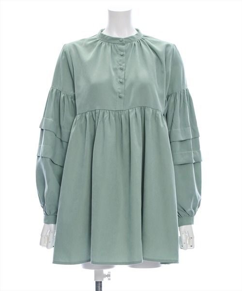 clear（クリア）の「ピーチ起毛袖タックチュニック/ブラウス [大人 カジュアル 着回し力抜群]≪再入荷≫（チュニック・レディース・チャコールグレー/オフホワイト/ミント・F）」の10枚目の写真