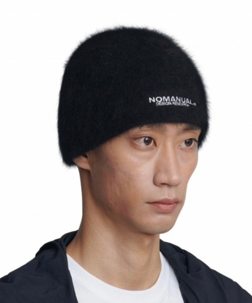 NOMANUAL（NOMANUAL）の「【NOMANUAL】NM HAIRY BEANIE  / 【ノーマニュアル】ヘアリーロゴビーニー（ニットキャップ/ビーニー・メンズ・ブラック/ライトピンク/クリーム/ライトグレー/チャコール・ONE SIZE）」の7枚目の写真