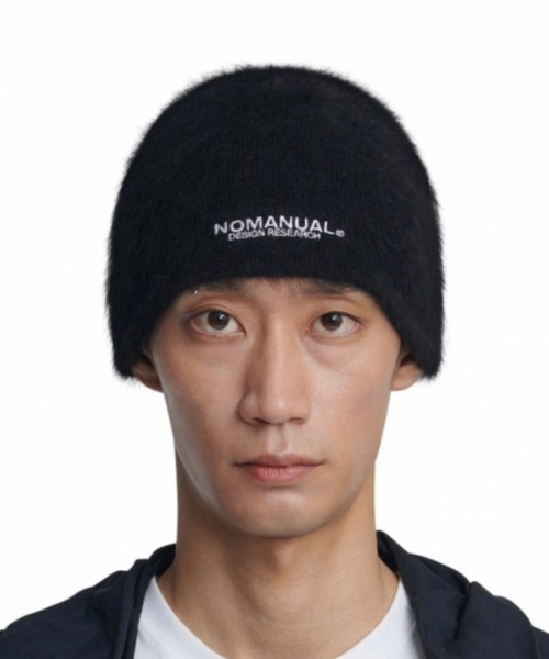 NOMANUAL（NOMANUAL）の「【NOMANUAL】NM HAIRY BEANIE  / 【ノーマニュアル】ヘアリーロゴビーニー（ニットキャップ/ビーニー・メンズ・ブラック/ライトピンク/クリーム/ライトグレー/チャコール・ONE SIZE）」の6枚目の写真