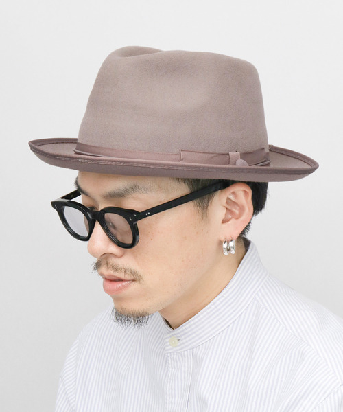 Ruben(ルーベン)の「オーストラリア産ウール フェルト ミドルブリム 中折れハット おりたたみ可(ハット・メンズ・ブラック/グレイッシュベージュ/ベージュ・FREE)」の6枚目の写真