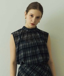 Luan(���A��)�́yLuan�zBACK RIBBON BLOUSE/�o�b�N���{���`�F�b�N�u���E�X(�V���c/�u���E�X)