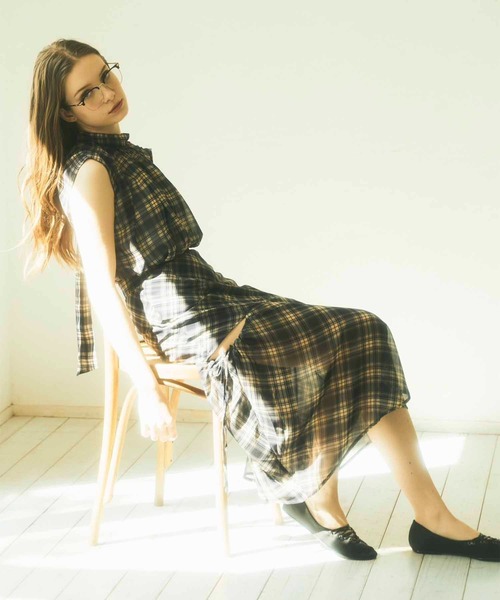 セール】【Luan】BACK RIBBON BLOUSE/バックリボンチェックブラウス 