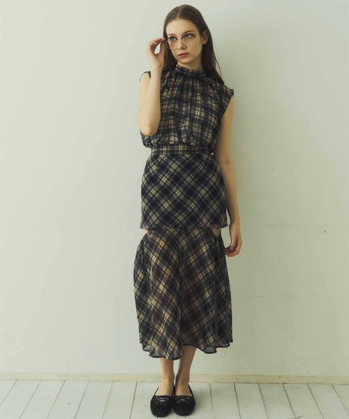 セール】【Luan】BACK RIBBON BLOUSE/バックリボンチェックブラウス 