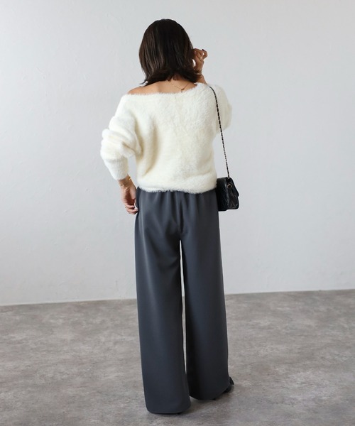 フェザーオフショルニットトップス（ニット/セーター）｜Bonjour Sagan