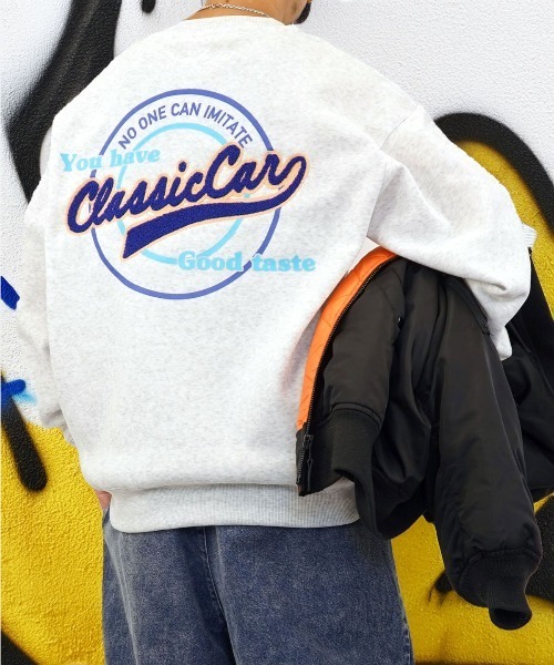 Burner(バーナー)の「【GROOVY STORE】サガラ刺繍 オーバーサイズスウェットクルー裏起毛(スウェット・メンズ・ブラック/ダークグリーン/ブラウン/ライトブラック/スミクロ/ホワイト×ライトグレー/ホワイト×グレー/杢グレー/ブラック系2/ネイビー系/グレー系/ホワイト系/ホワイト系2/ダークグリーン系2/ダークブラウン/ブラック系3・LL/M/L)」の17枚目の写真