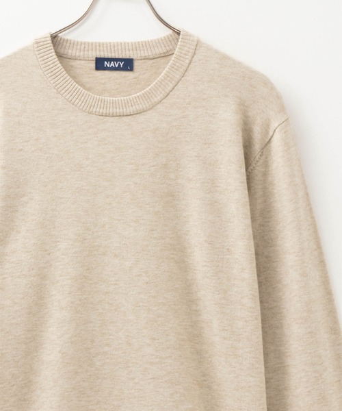 NAVY（ネイビー）の「NAVY 素肌ニット クルーネックセーター（ニット/セーター・メンズ・ネイビー/ベージュ/グレー/チャコールグレー・S/M/L/XL）」の3枚目の写真