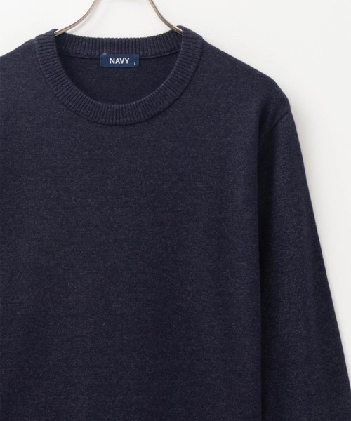 NAVY（ネイビー）の「NAVY 素肌ニット クルーネックセーター（ニット/セーター・メンズ・ネイビー/ベージュ/グレー/チャコールグレー・S/M/L/XL）」の4枚目の写真