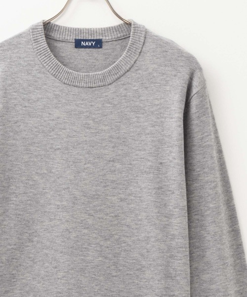 NAVY（ネイビー）の「NAVY 素肌ニット クルーネックセーター（ニット/セーター・メンズ・ネイビー/ベージュ/グレー/チャコールグレー・S/M/L/XL）」の2枚目の写真