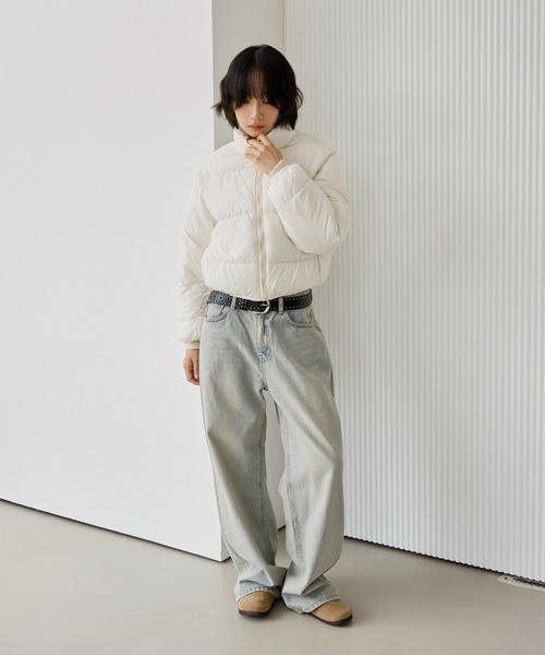 UNE MANSION(ユヌマンション)の「ポケットジッパークロップドジップアップ中綿ジャンバー ぺディン(ダウンジャケット/コート・レディース・ブラウン/ブラック/アイボリー・FREE)」の19枚目の写真