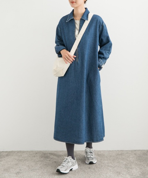 セール】デニムハーフジップワンピース（ワンピース）｜URBAN RESEARCH
