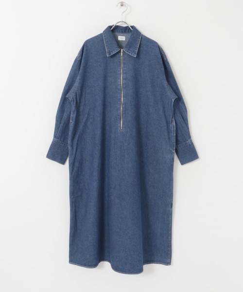 URBAN RESEARCH DOORS(アーバンリサーチドアーズ)の「デニムハーフジップワンピース(ワンピース・レディース・インディゴブルー/ワンウォッシュ・MEDIUM)」の22枚目の写真