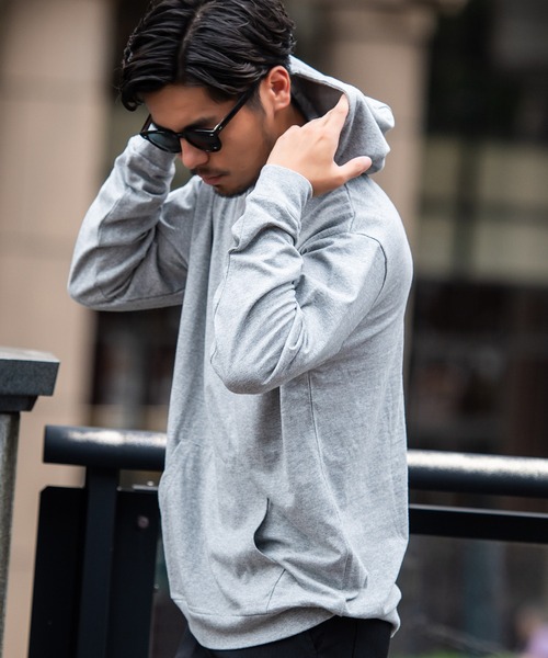 JEMORGAN(ジェーイーモーガン)の「『JEMORGAN LONG JOHNS/ジェーイーモーガンロングジョーンズ』天竺長袖プルパーカー【+】(パーカー・メンズ・オフホワイト/杢グレー/ブラック/ブラウン系1/ネイビー/グリーン/パープル/オレンジ・M/L/XL)」の3枚目の写真