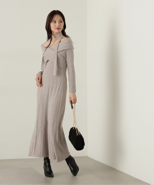 PROPORTION BODY DRESSING（プロポーションボディドレッシング）の「チョーカーニットワンピース / 1215140009（ワンピース・レディース・ブラック/グレー・SMALL/MEDIUM）」の16枚目の写真