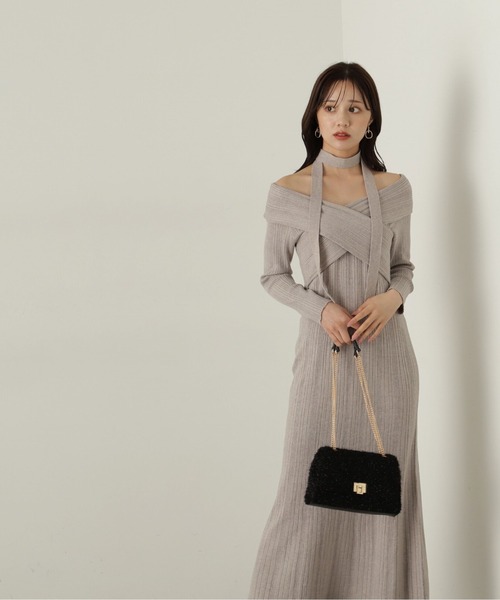 PROPORTION BODY DRESSING（プロポーションボディドレッシング）の「チョーカーニットワンピース / 1215140009（ワンピース・レディース・ブラック/グレー・SMALL/MEDIUM）」の21枚目の写真