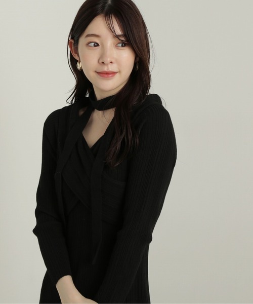 PROPORTION BODY DRESSING（プロポーションボディドレッシング）の「チョーカーニットワンピース / 1215140009（ワンピース・レディース・ブラック/グレー・SMALL/MEDIUM）」の8枚目の写真