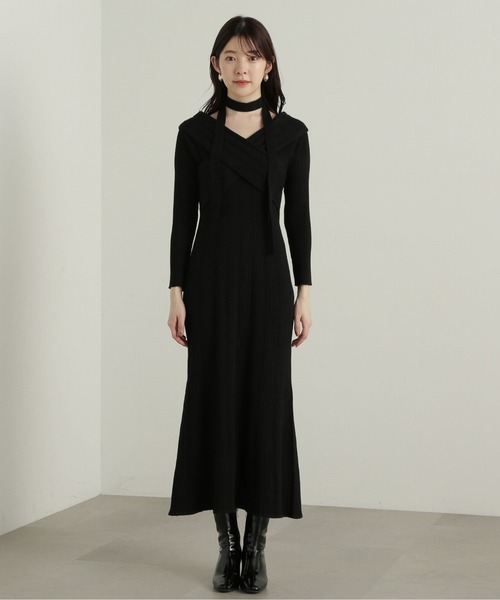 PROPORTION BODY DRESSING（プロポーションボディドレッシング）の「チョーカーニットワンピース / 1215140009（ワンピース・レディース・ブラック/グレー・SMALL/MEDIUM）」の10枚目の写真