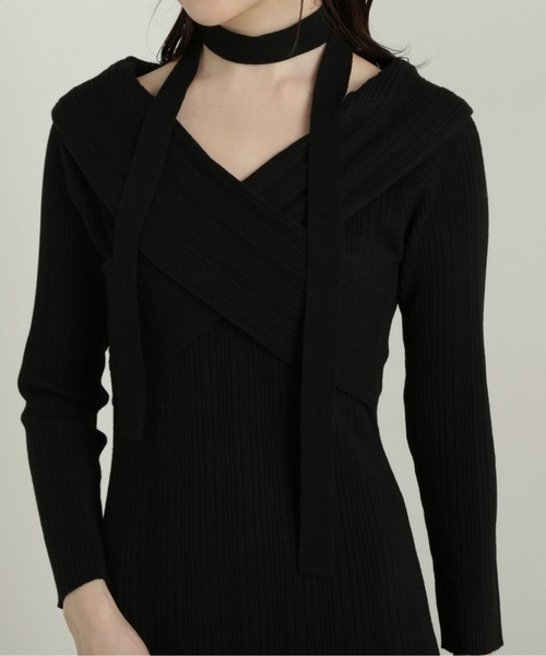 PROPORTION BODY DRESSING（プロポーションボディドレッシング）の「チョーカーニットワンピース / 1215140009（ワンピース・レディース・ブラック/グレー・SMALL/MEDIUM）」の13枚目の写真