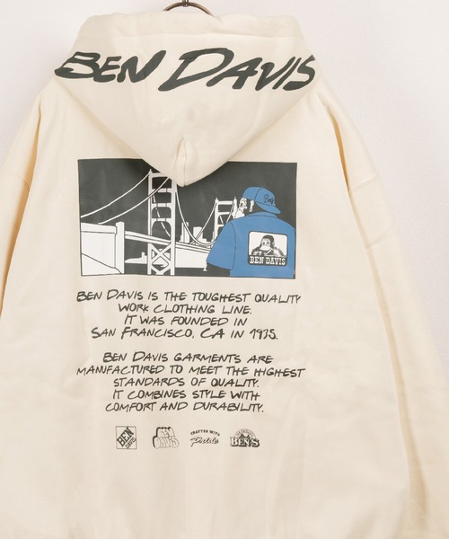 【セール】【BENDAVIS／ベンデイビス】BEN BRIGE&GORILLA HOODIE/フードロゴ バックプリント フーディー 裏起毛（パーカー）｜BEN DAVIS（ベンデイビス）