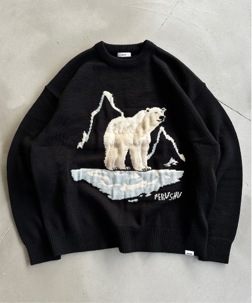 Perushu（ペルーシュ）の「デザインアソートジャガードニット（ニット/セーター・メンズ・ブルー/チャコールグレー/ブラック/アイボリー/ブラウン/ライトグレー/ネイビー・LARGE/MEDIUM）」の4枚目の写真
