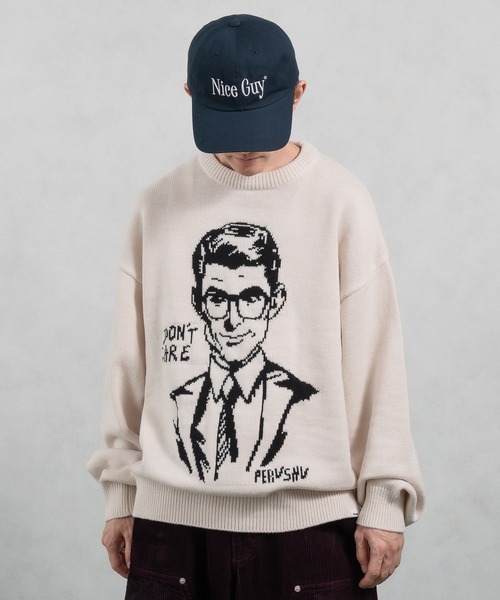 Perushu（ペルーシュ）の「デザインアソートジャガードニット（ニット/セーター・メンズ・ブルー/チャコールグレー/ブラック/アイボリー/ブラウン/ライトグレー/ネイビー・LARGE/MEDIUM）」の19枚目の写真