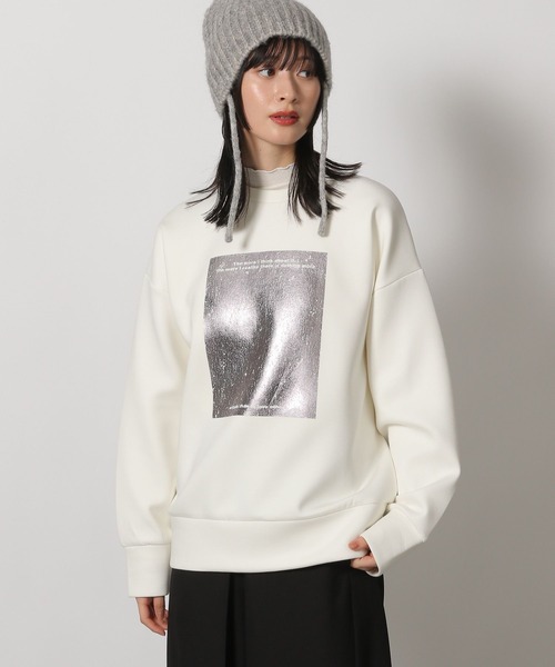 LAKOLE（ラコレ）の「箔プリント裏起毛プルオーバー / 240572（スウェット・レディース・ブラック/オフホワイト/グレー・FREE）」の13枚目の写真