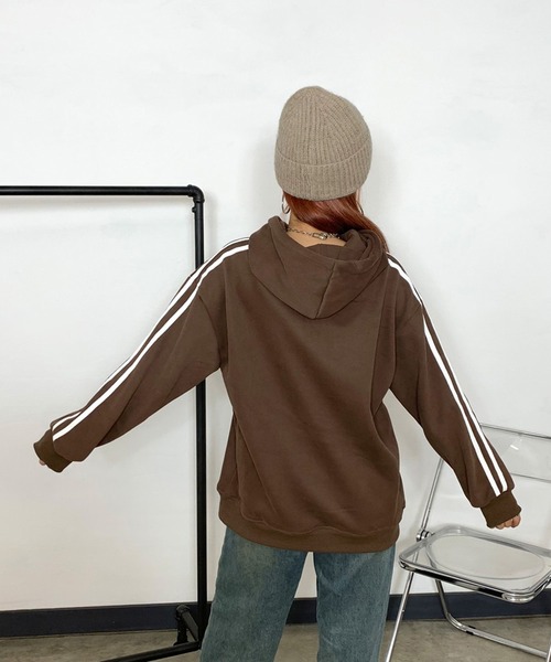 non-hedge(ノンヘッジ)の「ロゴ刺繍スリーブラインパーカープルオーバー(パーカー・レディース・ブラック/グレー/オートミール/ブラウン・FREE)」の21枚目の写真