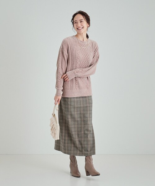 SHOO・LA・RUE（シューラルー）の「◆もっちり柔らか モールケーブルニット（ニット/セーター・レディース・ネイビー系2/ベージュ/ホワイト系5/ベビーピンク・01/02/04/03）」の20枚目の写真